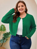 SHOWMALL Women's Plus Size Button Front Cropped Cardigan