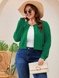SHOWMALL Women's Plus Size Button Front Cropped Cardigan