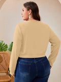SHOWMALL Women's Plus Size Button Front Cropped Cardigan