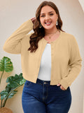 SHOWMALL Women's Plus Size Button Front Cropped Cardigan