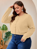SHOWMALL Women's Plus Size Button Front Cropped Cardigan