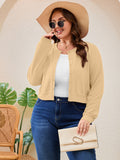 SHOWMALL Women's Plus Size Button Front Cropped Cardigan