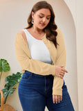 SHOWMALL Women's Plus Size Button Front Cropped Cardigan