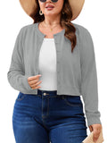 SHOWMALL Women's Plus Size Button Front Cropped Cardigan