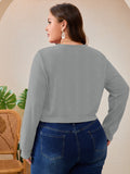SHOWMALL Women's Plus Size Button Front Cropped Cardigan