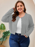 SHOWMALL Women's Plus Size Button Front Cropped Cardigan