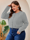 SHOWMALL Women's Plus Size Button Front Cropped Cardigan
