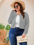 SHOWMALL Women's Plus Size Button Front Cropped Cardigan