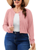 SHOWMALL Women's Plus Size Button Front Cropped Cardigan