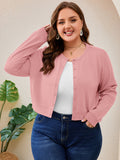 SHOWMALL Women's Plus Size Button Front Cropped Cardigan