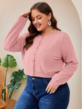 SHOWMALL Women's Plus Size Button Front Cropped Cardigan