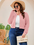 SHOWMALL Women's Plus Size Button Front Cropped Cardigan