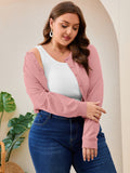 SHOWMALL Women's Plus Size Button Front Cropped Cardigan