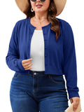 SHOWMALL Women's Plus Size Button Front Cropped Cardigan