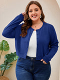 SHOWMALL Women's Plus Size Button Front Cropped Cardigan