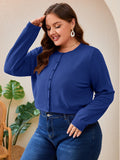 SHOWMALL Women's Plus Size Button Front Cropped Cardigan