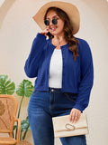 SHOWMALL Women's Plus Size Button Front Cropped Cardigan