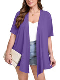 Women's Plus Size Short Sleeve Shrugs & Boleros with Pockets Cardigan