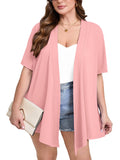 Women's Plus Size Short Sleeve Shrugs & Boleros with Pockets Cardigan