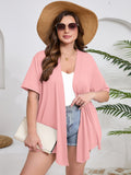 Women's Plus Size Short Sleeve Shrugs & Boleros with Pockets Cardigan