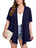 Women's Plus Size Short Sleeve Shrugs & Boleros with Pockets Cardigan