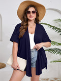 Women's Plus Size Short Sleeve Shrugs & Boleros with Pockets Cardigan