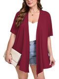 Women's Plus Size Short Sleeve Shrugs & Boleros with Pockets Cardigan