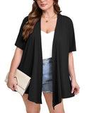 Women's Plus Size Short Sleeve Shrugs & Boleros with Pockets Cardigan