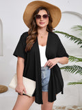 Women's Plus Size Short Sleeve Shrugs & Boleros with Pockets Cardigan
