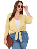 SHOWMALL Women's Plus Cardigans Lightweight Open Front Cardigans 3/4 Sleeve Summer Crop