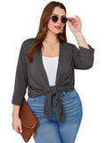 SHOWMALL Women's Plus Cardigans Lightweight Open Front Cardigans 3/4 Sleeve Summer Crop