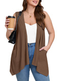 Women's Plus Size Summer Vest Shrugs Sleeveless Open Front Lightweight Cardigan