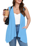 Women's Plus Size Summer Vest Shrugs Sleeveless Open Front Lightweight Cardigan