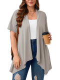 Women's Plus Size Summer Shrugs Draped Front Open Boleros Short Sleeve Cardigan