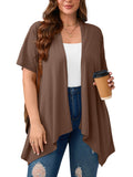 Women's Plus Size Summer Shrugs Draped Front Open Boleros Short Sleeve Cardigan