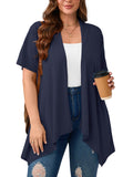 Women's Plus Size Summer Shrugs Draped Front Open Boleros Short Sleeve Cardigan