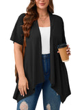 Women's Plus Size Summer Shrugs Draped Front Open Boleros Short Sleeve Cardigan