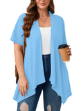 Women's Plus Size Summer Shrugs Draped Front Open Boleros Short Sleeve Cardigan
