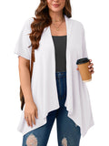 Women's Plus Size Summer Shrugs Draped Front Open Boleros Short Sleeve Cardigan