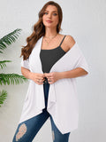 Women's Plus Size Summer Shrugs Draped Front Open Boleros Short Sleeve Cardigan