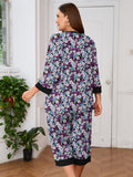 Plus 2 Piece PJS Soft Sleepwear 3/4 Sleeve Top and Waisted Adjustable Capri Pants