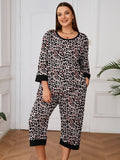Plus 2 Piece PJS Soft Sleepwear 3/4 Sleeve Top and Waisted Adjustable Capri Pants
