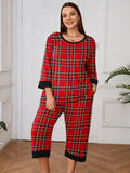 Plus 2 Piece PJS Soft Sleepwear 3/4 Sleeve Top and Waisted Adjustable Capri Pants