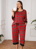 Plus 2 Piece PJS Soft Sleepwear 3/4 Sleeve Top and Waisted Adjustable Capri Pants