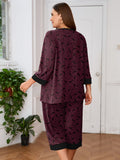 Plus 2 Piece PJS Soft Sleepwear 3/4 Sleeve Top and Waisted Adjustable Capri Pants