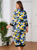 Plus 2 Piece PJS Soft Sleepwear 3/4 Sleeve Top and Waisted Adjustable Capri Pants