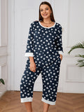 Plus 2 Piece PJS Soft Sleepwear 3/4 Sleeve Top and Waisted Adjustable Capri Pants