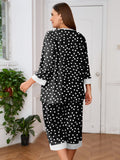 Plus 2 Piece PJS Soft Sleepwear 3/4 Sleeve Top and Waisted Adjustable Capri Pants