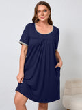 Women's Plus Size Nightgown Short Sleeve Sleepwear Dress Casual Loungewear