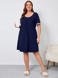 Women's Plus Size Nightgown Short Sleeve Sleepwear Dress Casual Loungewear